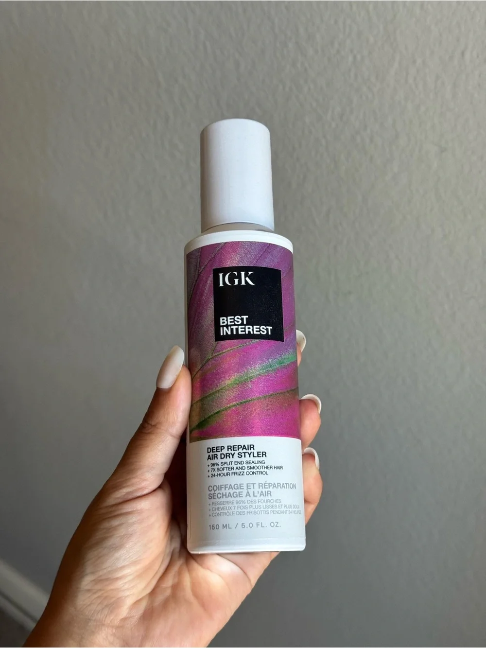 IGK Best Interest Deep Repair Air Dry Styler - Pink Metallic Bottle